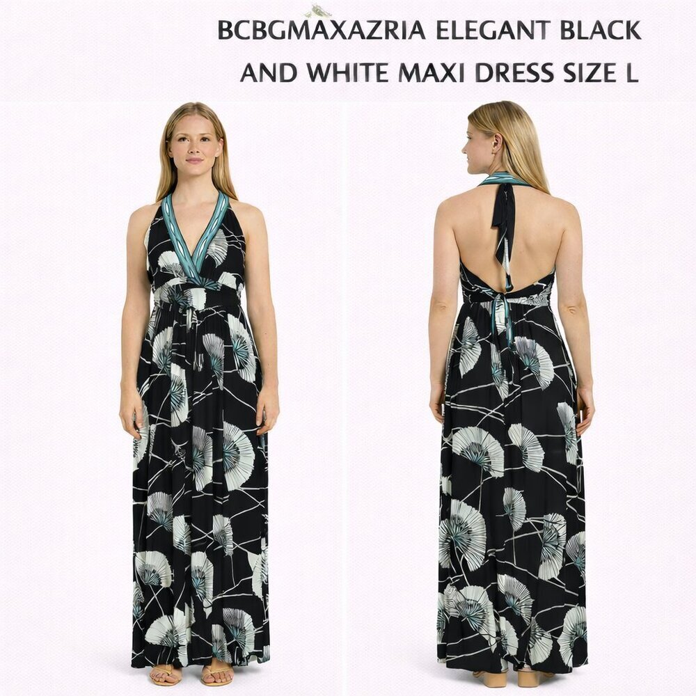 BCBGMaxAzria Elegant Black and White Maxi Dress Size L